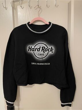 Hard Rock Cafe San Francisco Cropped Glitter Sweatshirt Black